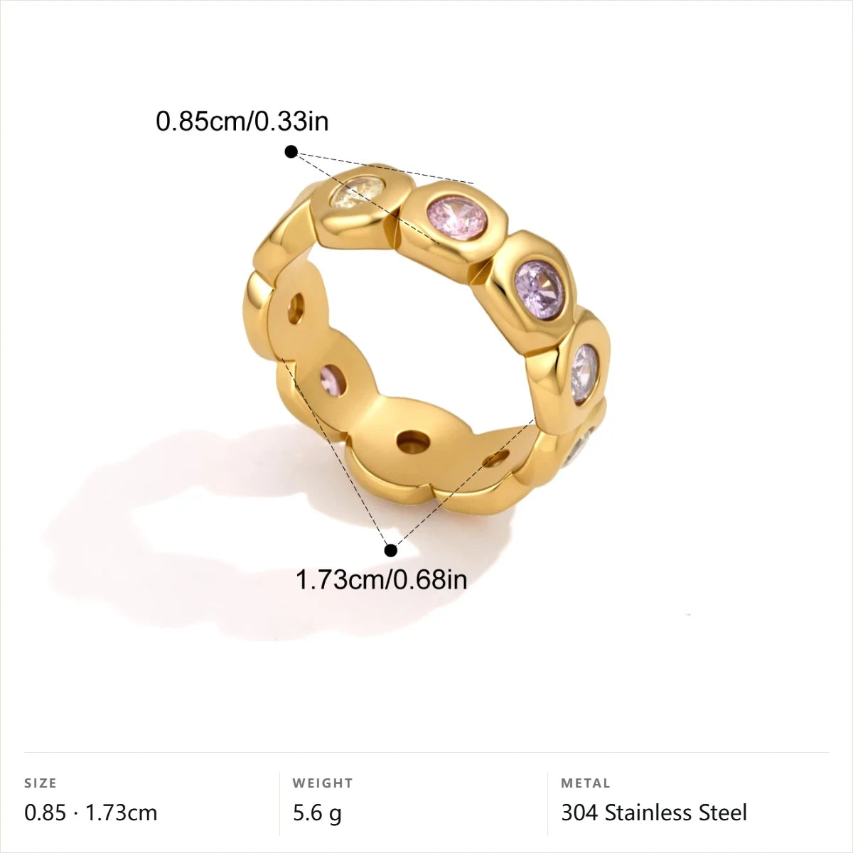 Octagon Bezel Birthstone Ring — Octagon Bezel Band · Gold · 7