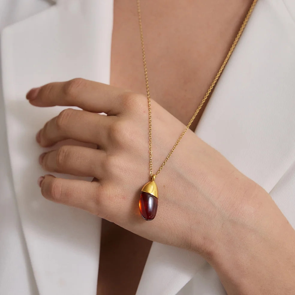 Teardrop Link Resin Necklace — view 3