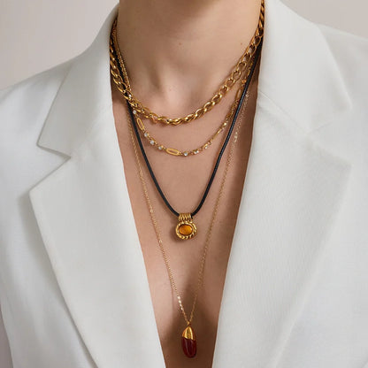 Teardrop Link Resin Necklace — view 2