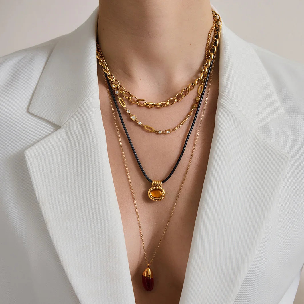 Teardrop Link Resin Necklace — view 4