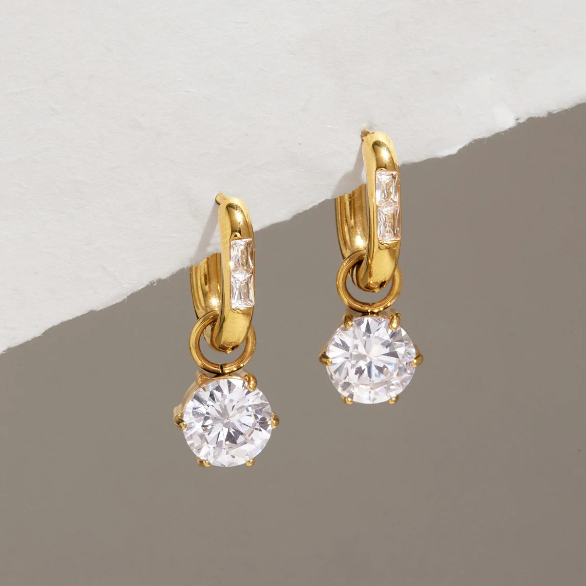 Baguette Round Drop Earrings