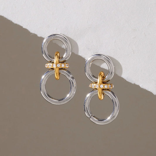 Interlocking Two Tone Hoop Earrings