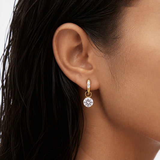Baguette Round Drop Earrings — view 2
