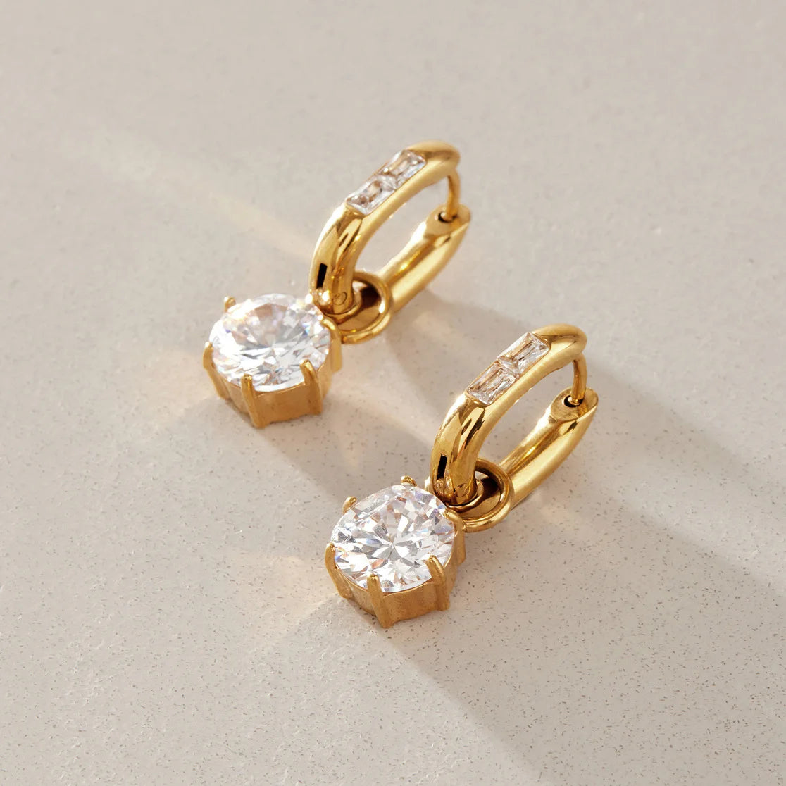 Baguette Round Drop Earrings — view 3