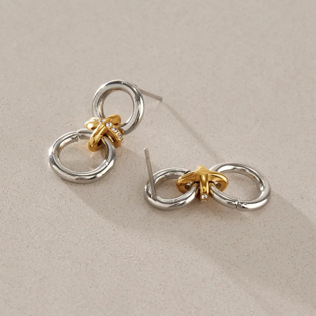 Interlocking Two Tone Hoop Earrings — view 4
