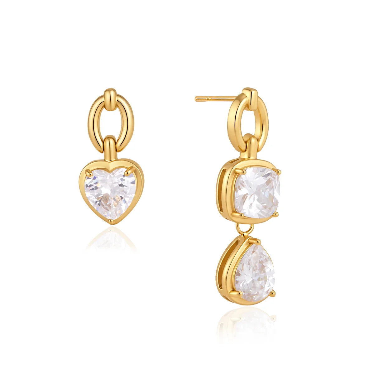 Heart Cushion Pear Drop Earrings — view 5