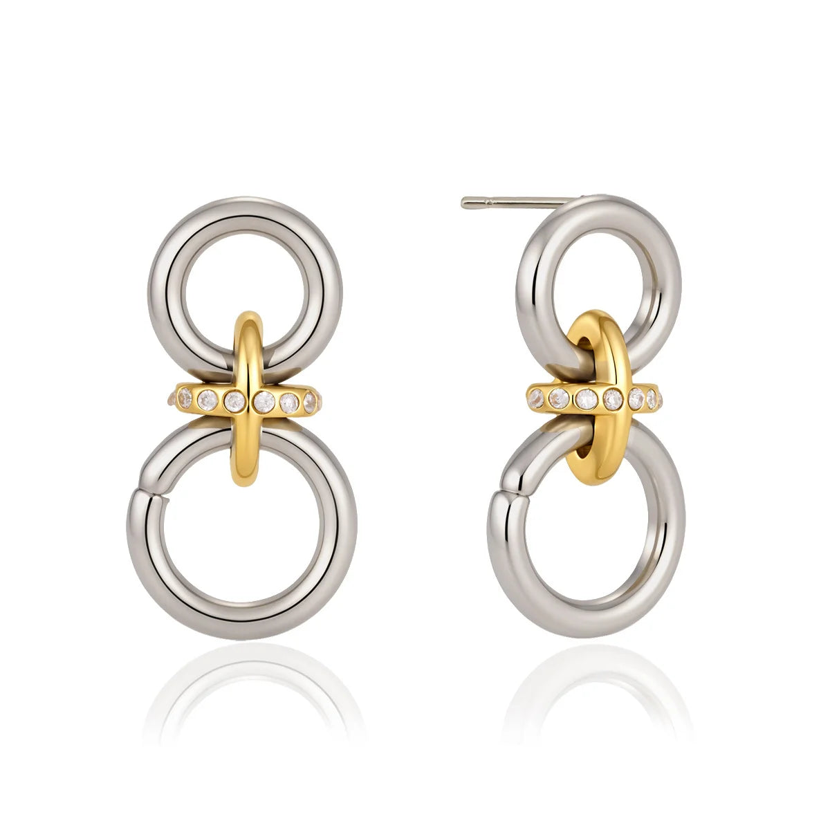 Interlocking Two Tone Hoop Earrings — view 5