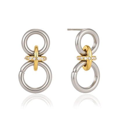 Interlocking Two Tone Hoop Earrings — view 5