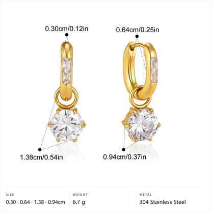 Baguette Round Drop Earrings — Baguette Hoop Round Drop · Gold