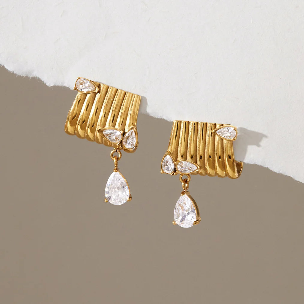 Ribbed Pear Drop Earrings