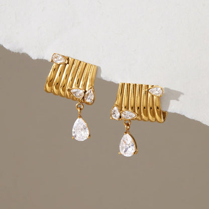 Ribbed Pear Drop Earrings