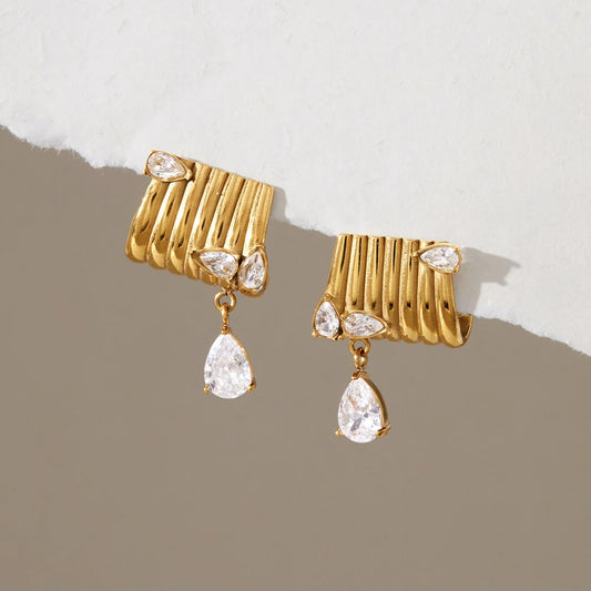 Ribbed Pear Drop Earrings