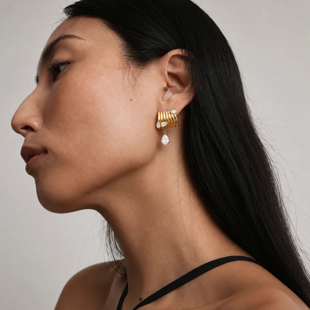 Ribbed Pear Drop Earrings — view 3