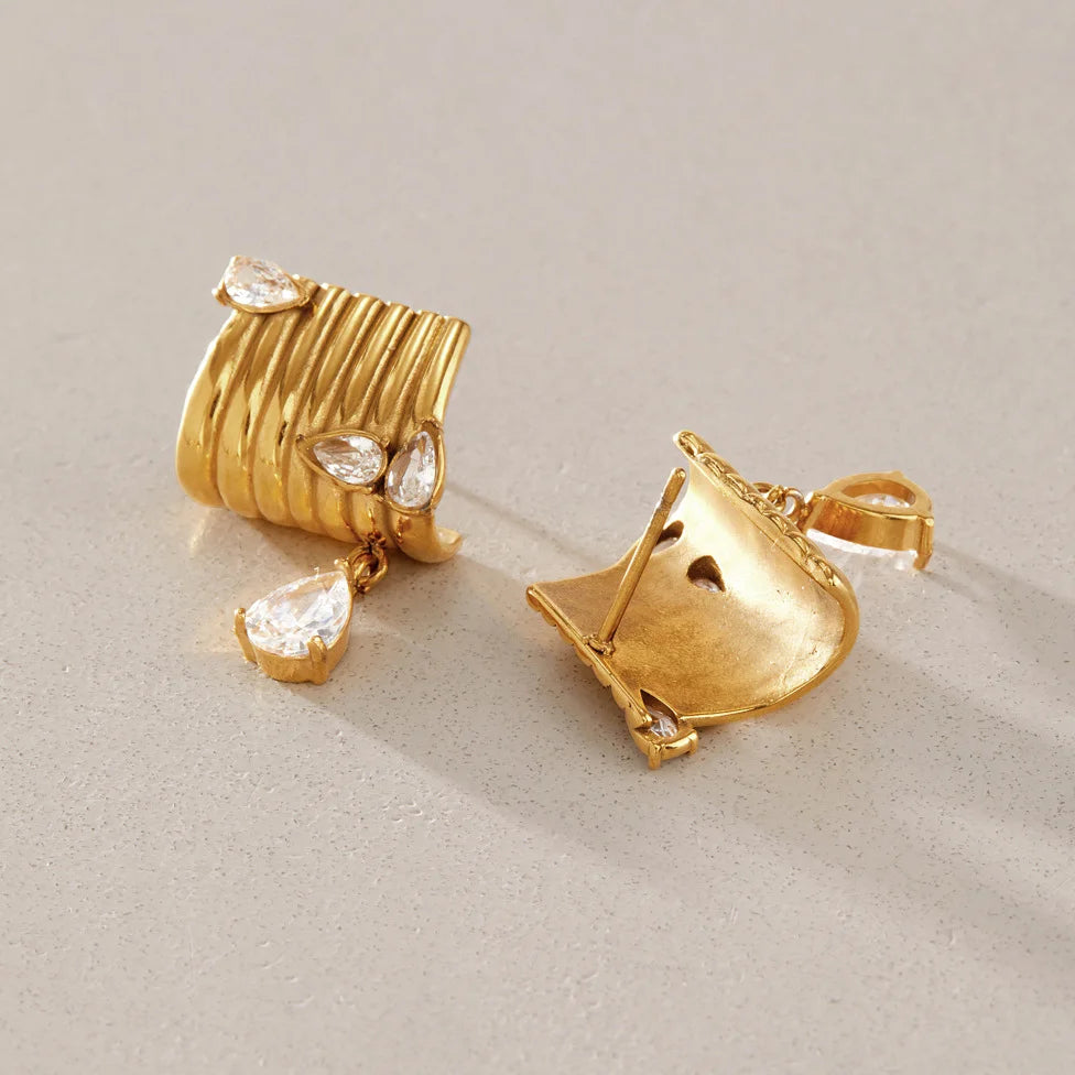 Ribbed Pear Drop Earrings — view 4