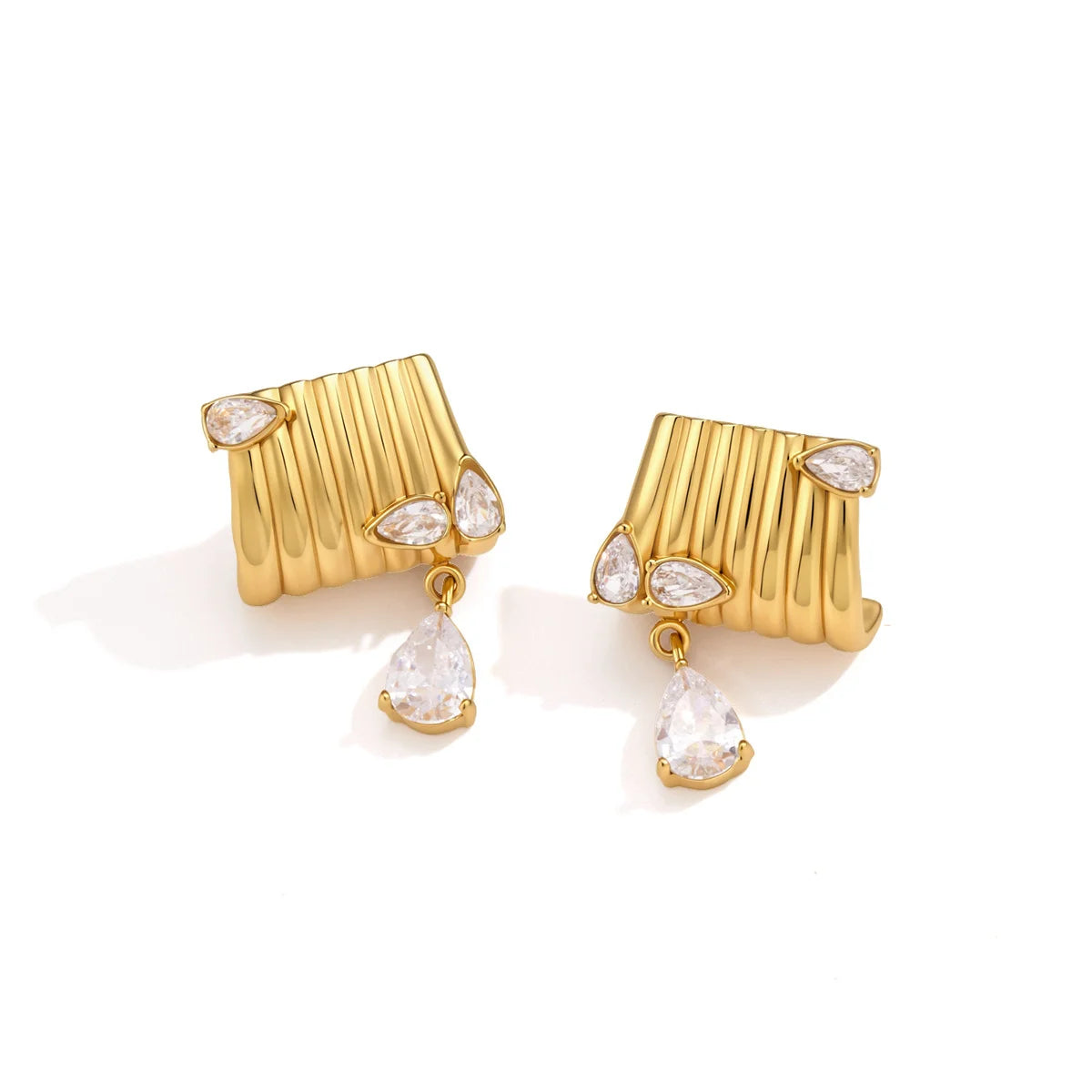 Ribbed Pear Drop Earrings — view 5
