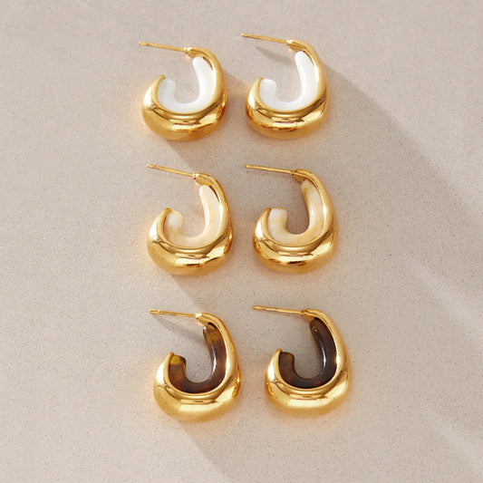Two-Tone Resin Hoop Earrings