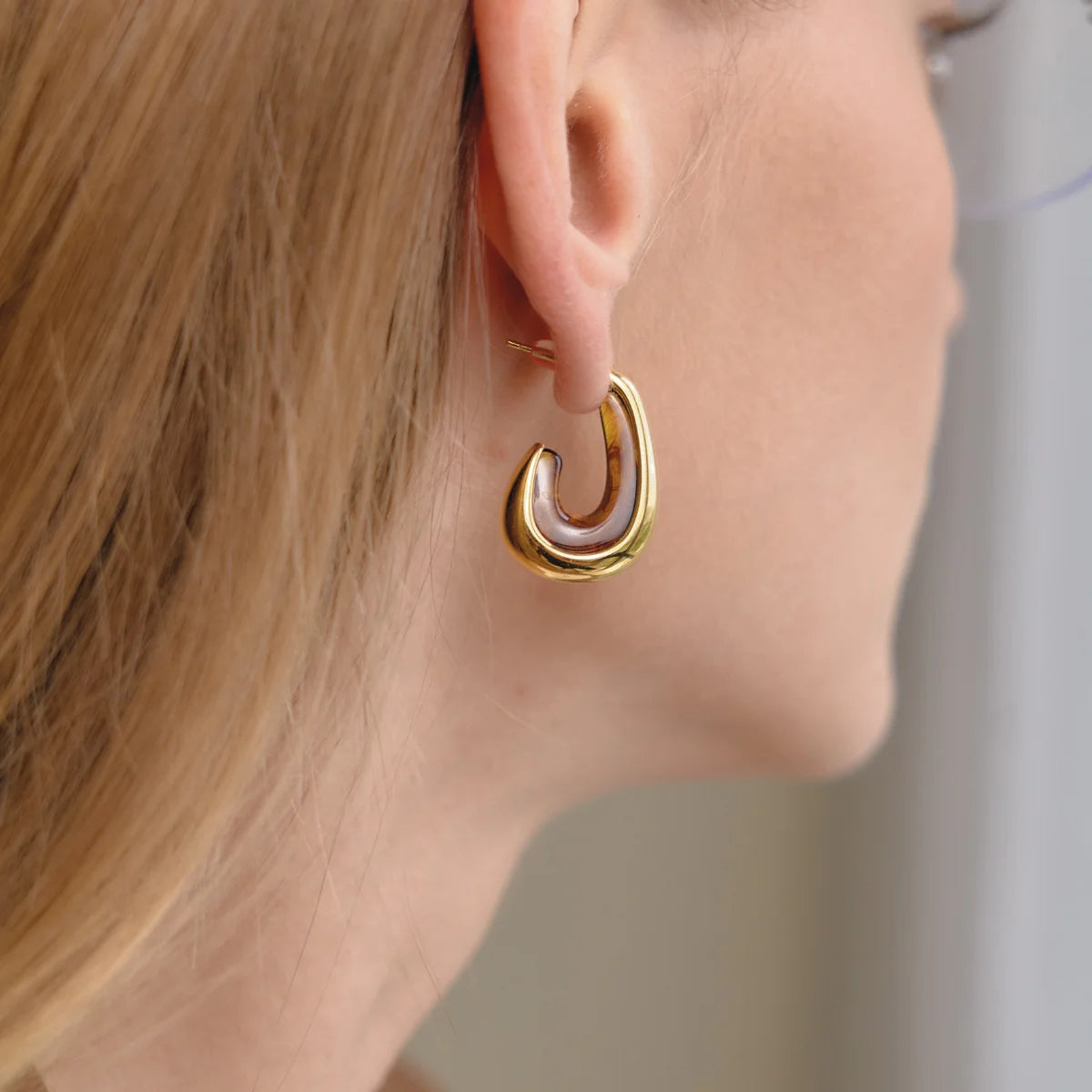 Two-Tone Resin Hoop Earrings — view 3
