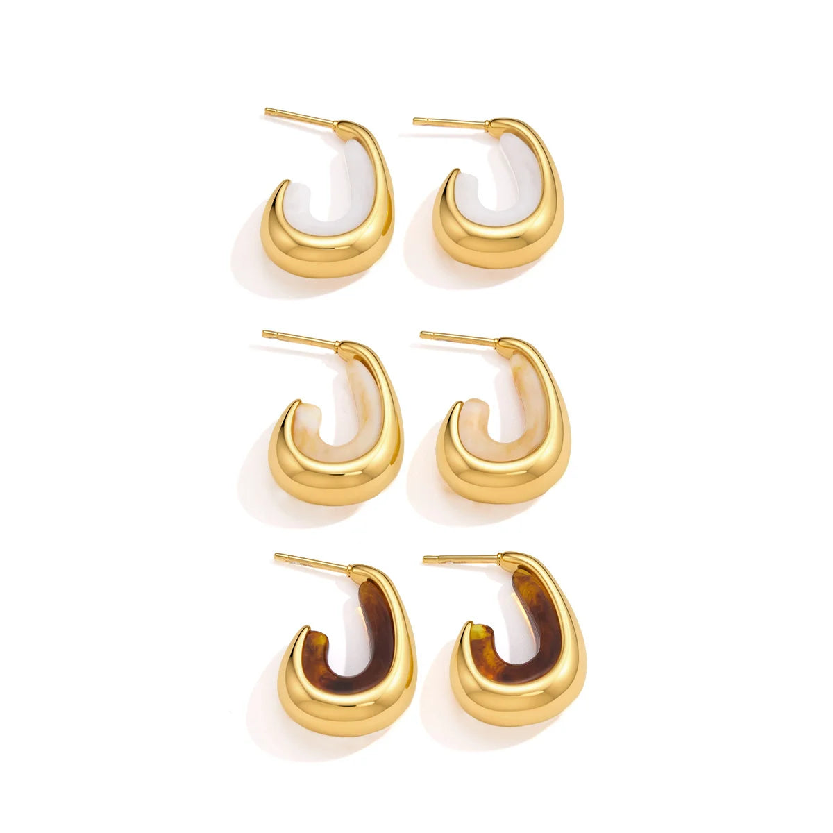 Two-Tone Resin Hoop Earrings — view 5
