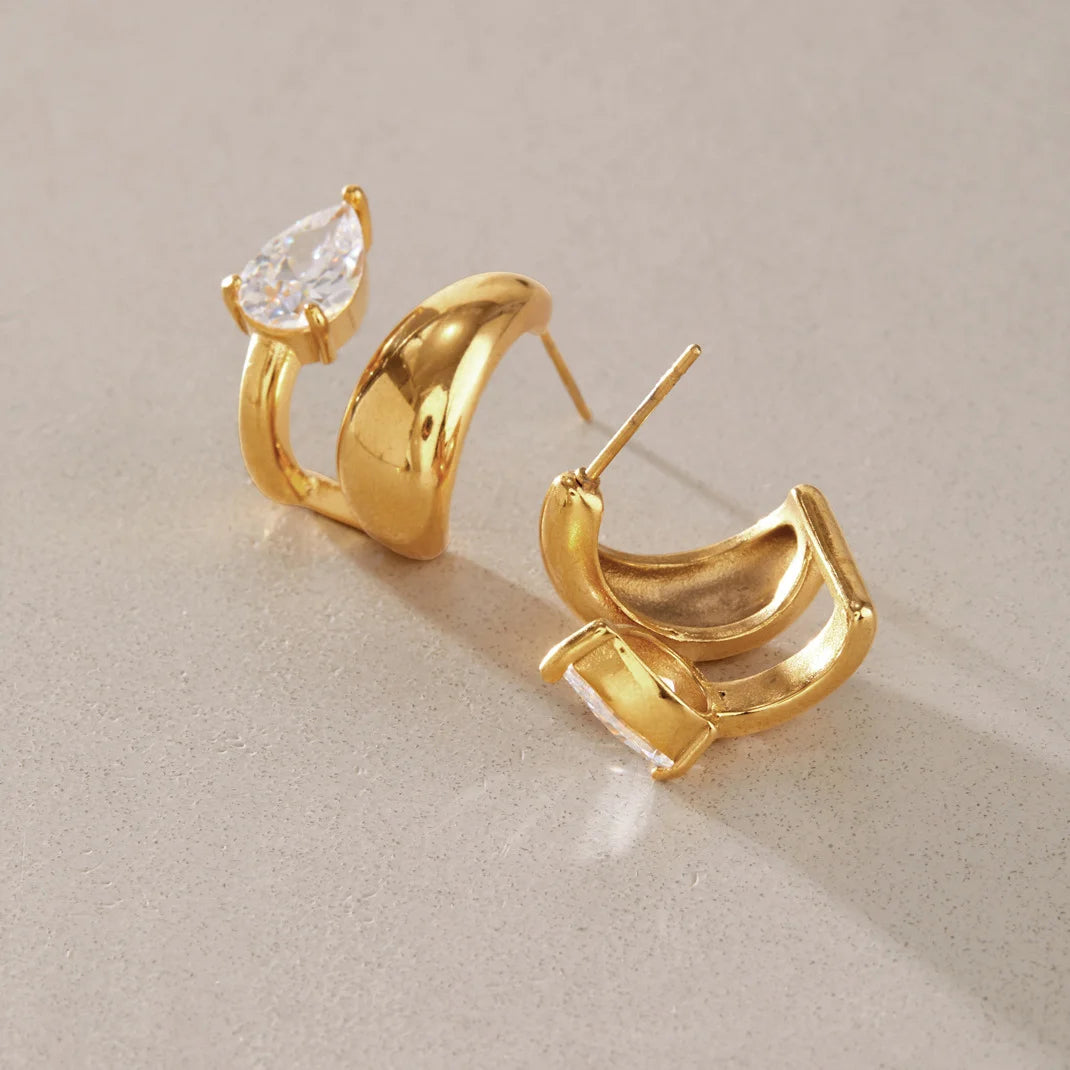Pear Cut Teardrop Stud Earrings — view 4