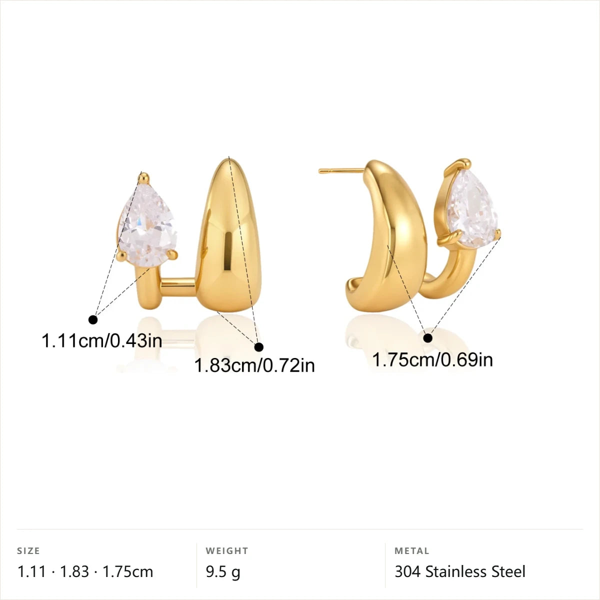 Pear Cut Teardrop Stud Earrings — Pear Cut Teardrop Stud · Gold