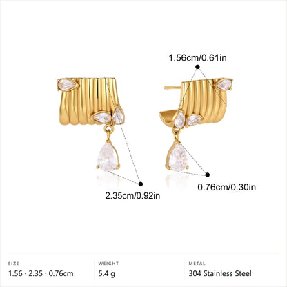 Ribbed Pear Drop Earrings — Ribbed Pear Drop · Gold