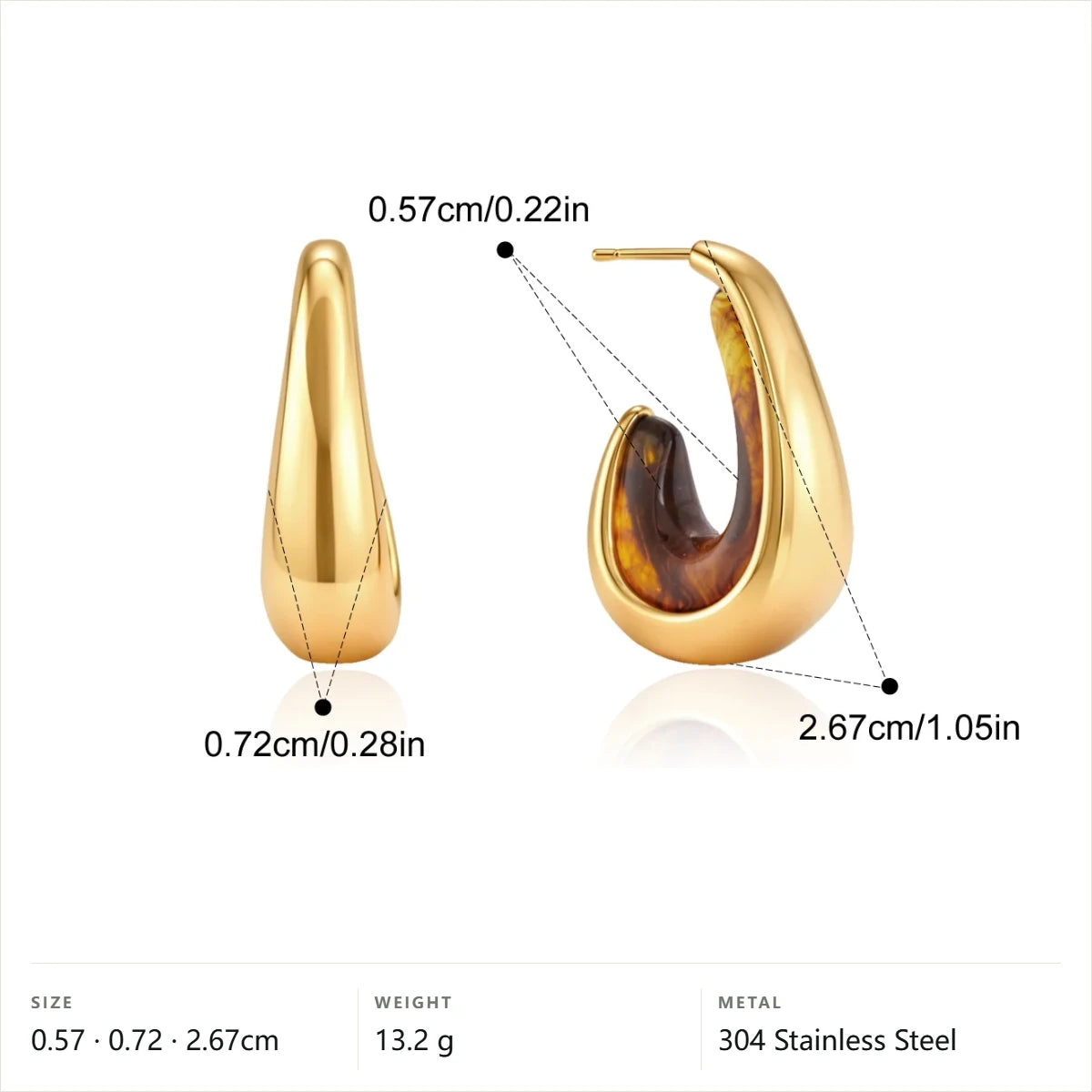 Two-Tone Resin Hoop Earrings — Resin Hoop · Gold