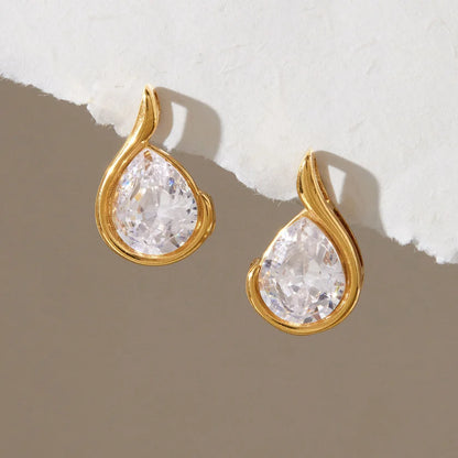 Teardrop Solitaire Stud Earrings