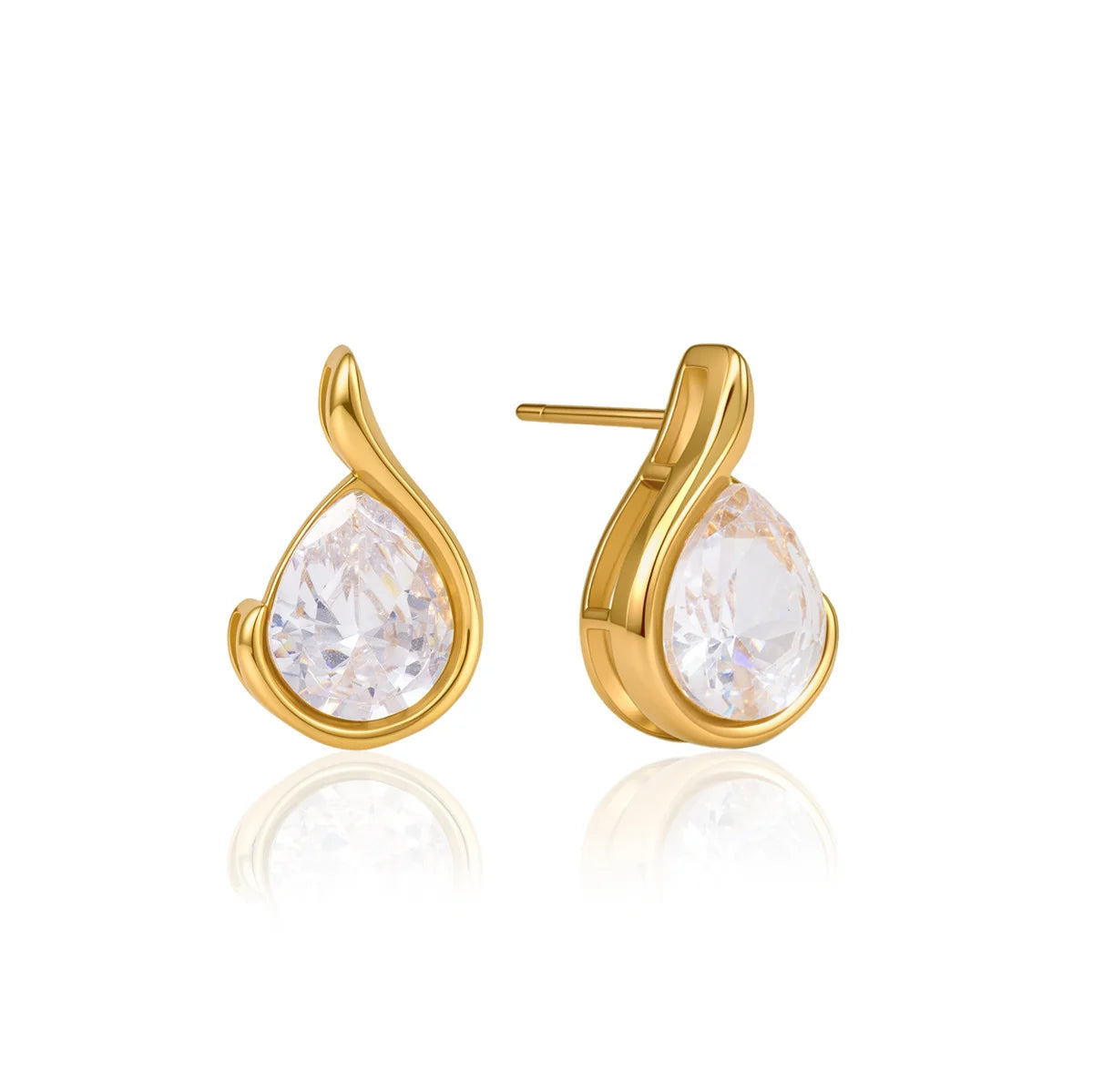 Teardrop Solitaire Stud Earrings — view 5
