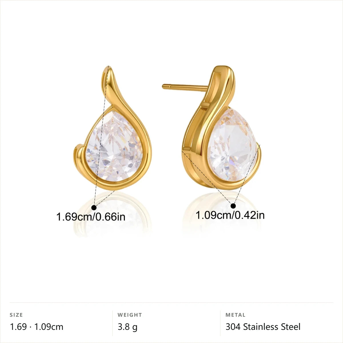 Teardrop Solitaire Stud Earrings — Teardrop Solitaire Stud · Gold