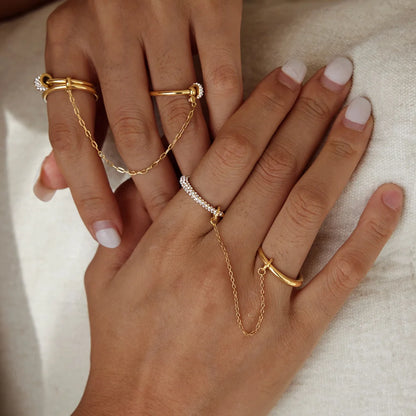Two Tone Paved Chain Link Ring — view 2