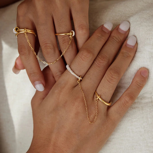 Two Tone Paved Chain Link Ring — view 2