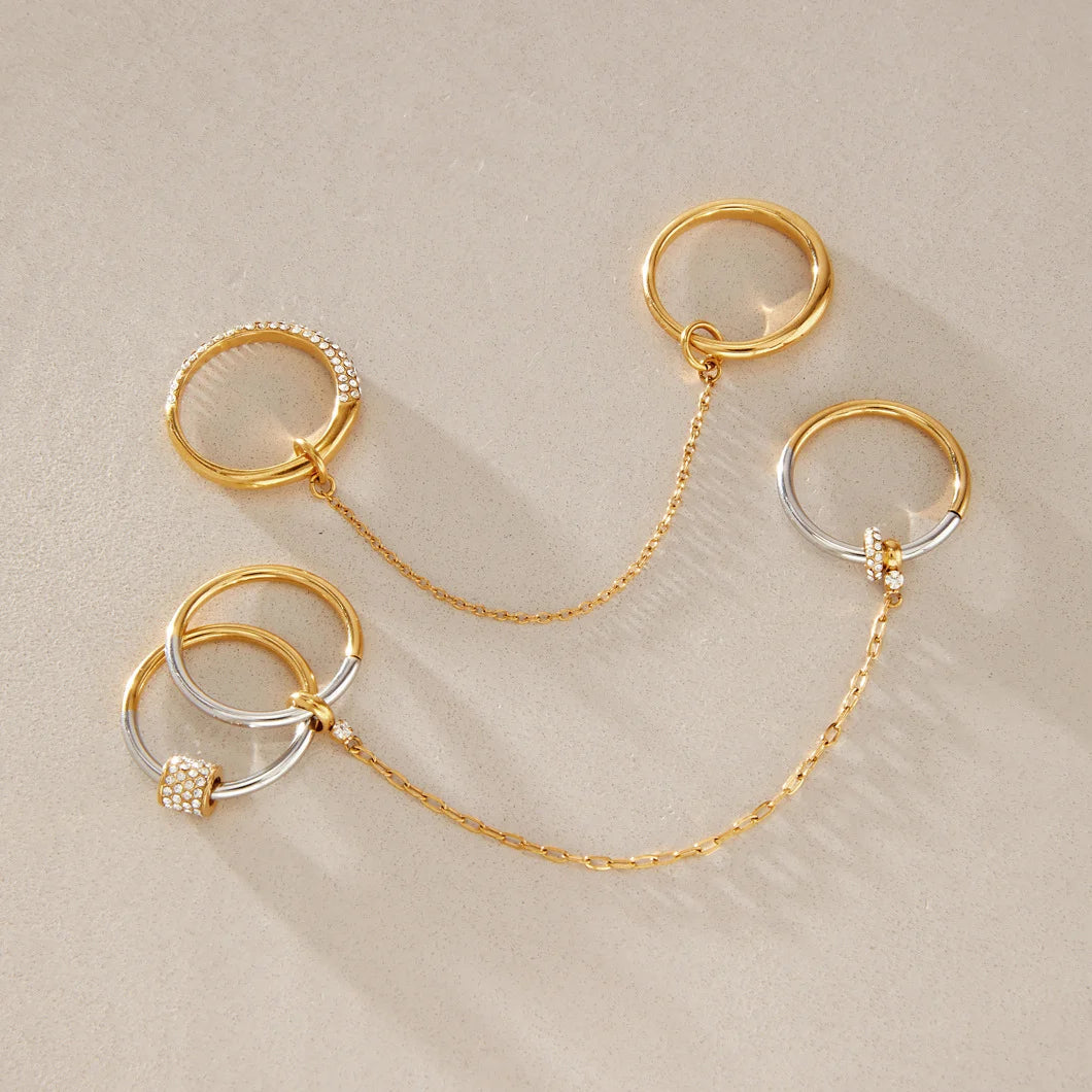 Two Tone Paved Chain Link Ring — view 3