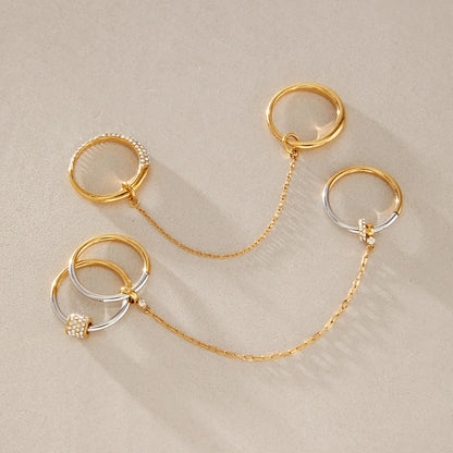 Two Tone Paved Chain Link Ring — view 3