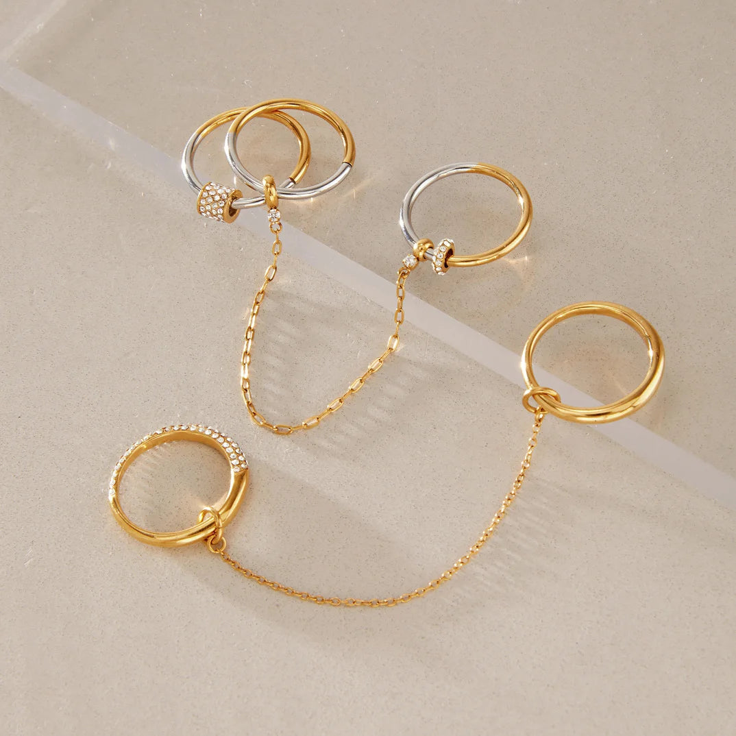 Two Tone Paved Chain Link Ring — view 4