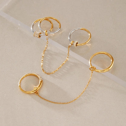 Two Tone Paved Chain Link Ring — view 4