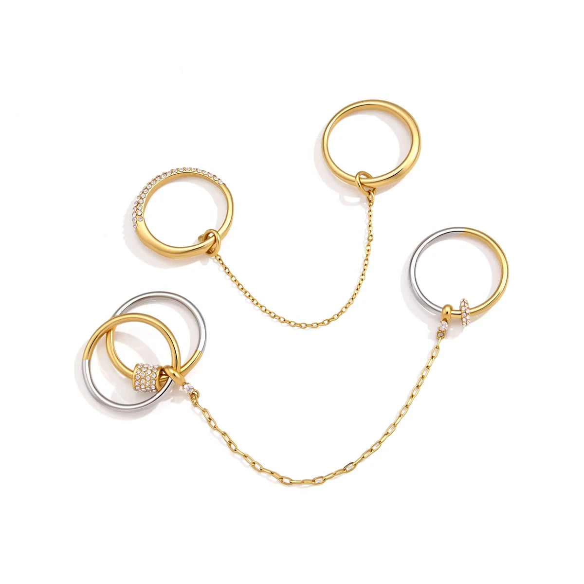Two Tone Paved Chain Link Ring — view 5