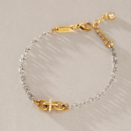 Two Tone Pave Link Bracelet