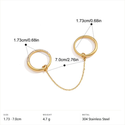 Two Tone Paved Chain Link Ring — Paved Band Chain Link · Gold