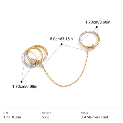 Two Tone Paved Chain Link Ring — Two Tone Bead Chain · Two Tone
