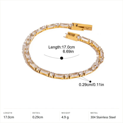 Two Tone Pave Link Bracelet — Emerald Cut Tennis · Gold