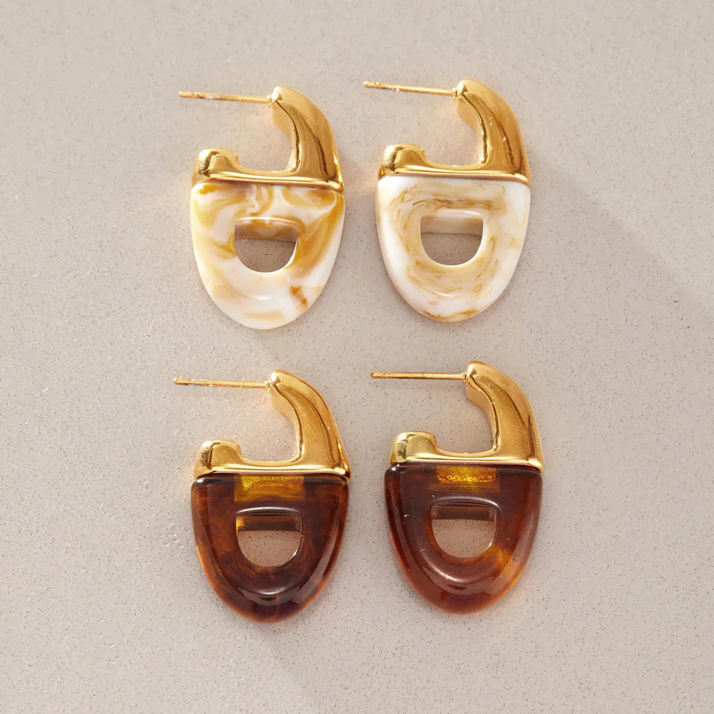 Two-Tone Chunky Hoop Earrings