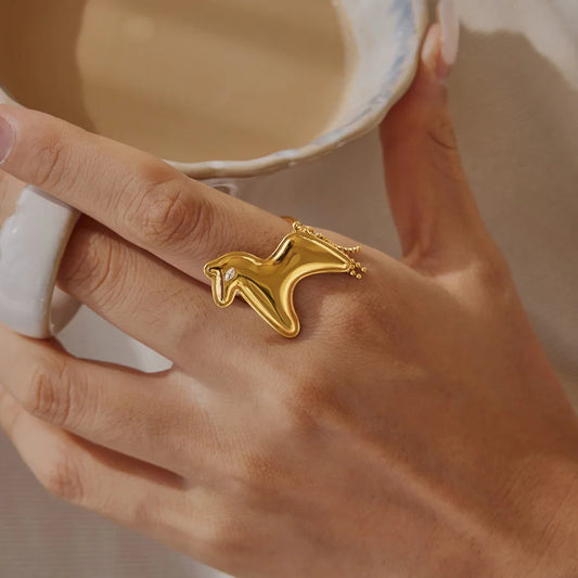Chunky Horse Tassel Charm Ring — view 2