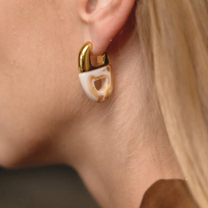 Two-Tone Chunky Hoop Earrings — view 2