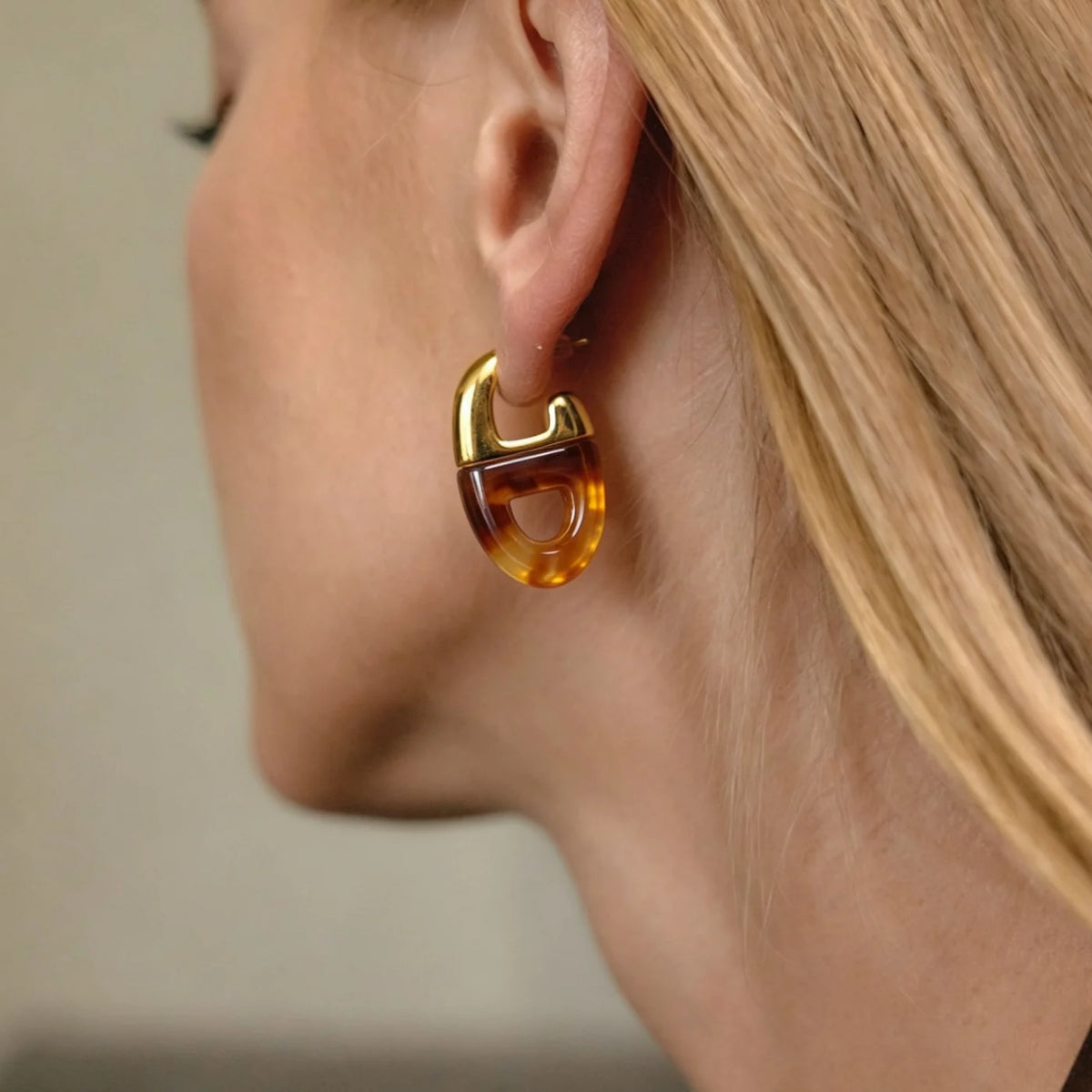 Two-Tone Chunky Hoop Earrings — view 3