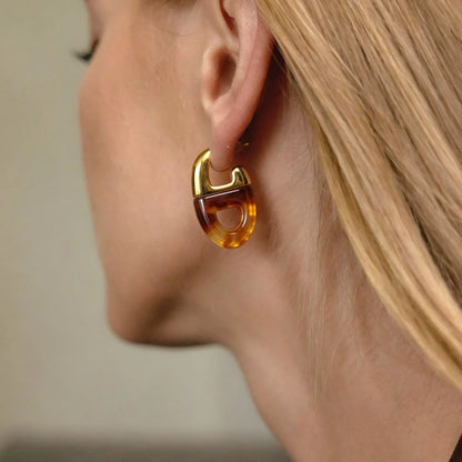 Two-Tone Chunky Hoop Earrings — view 3