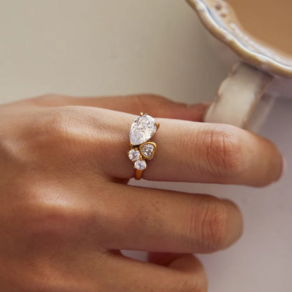 Pear Teardrop Cluster Ring — view 3