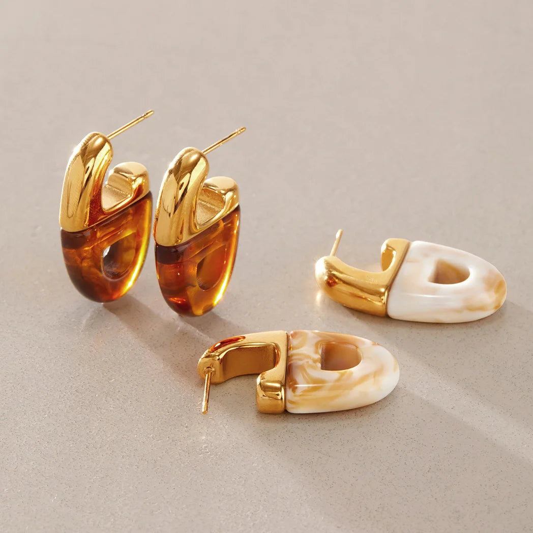 Two-Tone Chunky Hoop Earrings — view 4