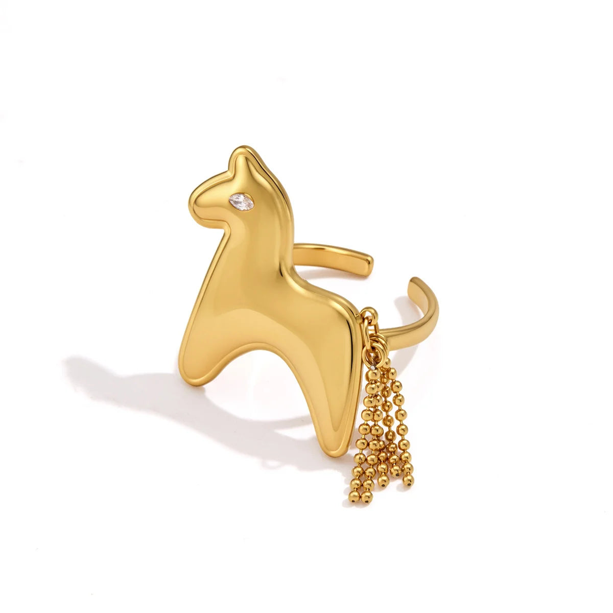 Chunky Horse Tassel Charm Ring — view 5