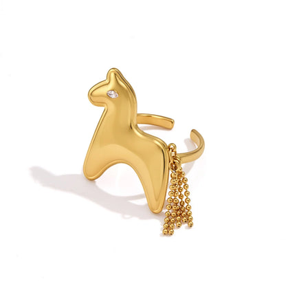 Chunky Horse Tassel Charm Ring — view 5
