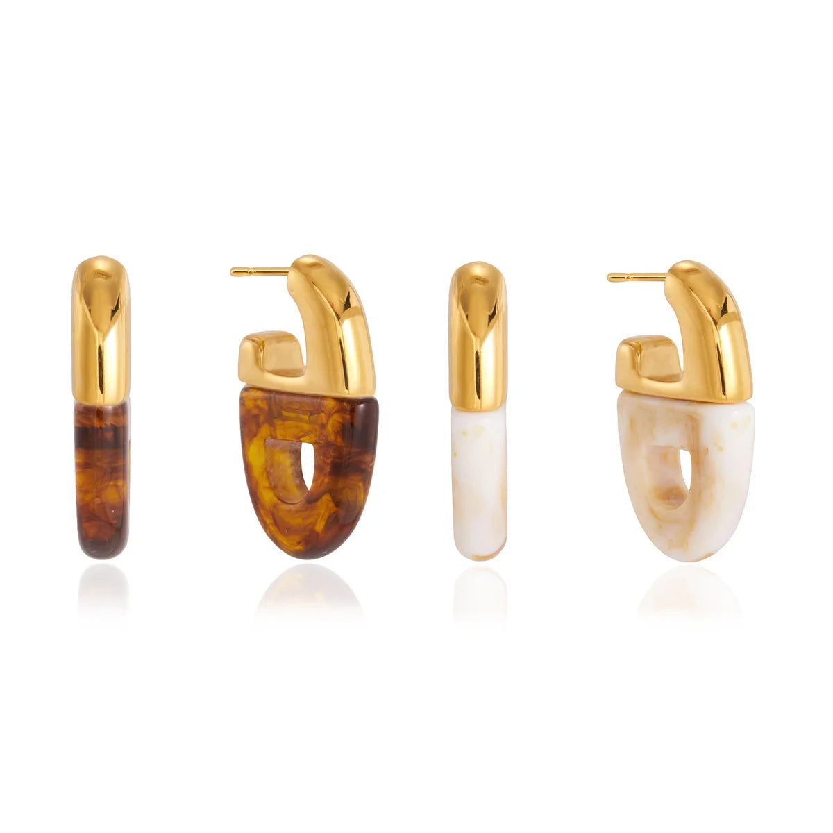 Two-Tone Chunky Hoop Earrings — view 5